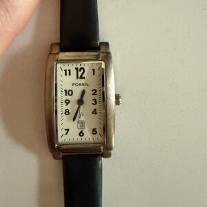 Fossil Black Strap Silver Case Watch